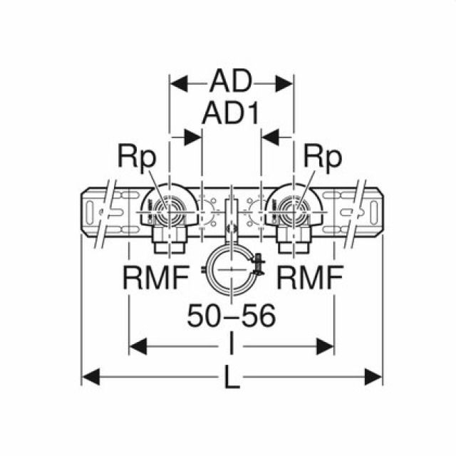 MEPLA set MeplaFix lavabo
placca rientro 2 curve 632.871
d 20 - 1/2" interasse 15.3mm