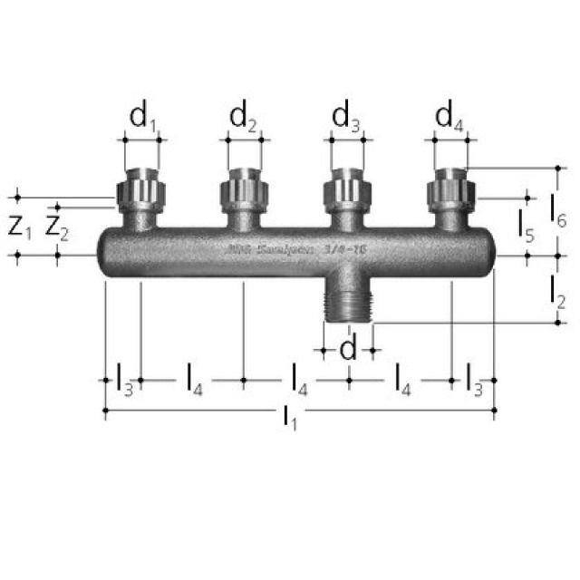 SANIPEX distribut. a muro 4 p.
5425.100
16 -16 -16 -16 mm