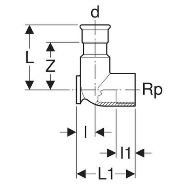 MPF-S curva 90° per rubinetti
33407    d 3/4"- 22"