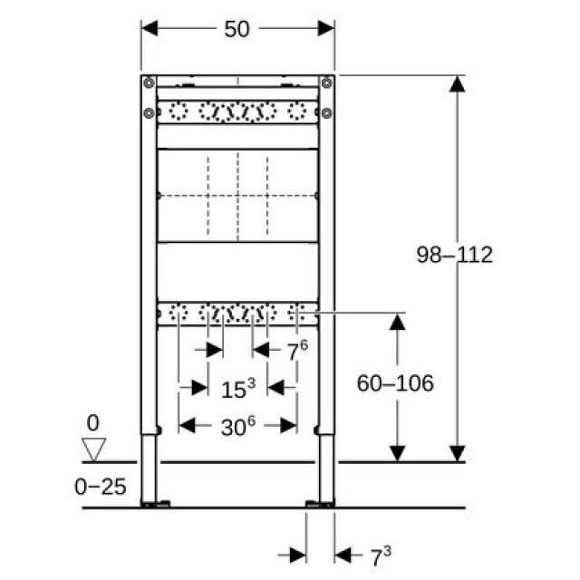 Geberit Duofix Element
für Bade und Duscharmaturen
Breite 50 cm, Höhe 112 cm
Armaturenplatte höhen- und
tiefenverstellbar
Montagerahmen, Armaturenplatte - Wandarmatur UP
ohne fertigbauset
Befestigungsmaterial