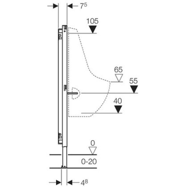 DUOFIX elemento per orinatoio
comando di risciacquo 111.629
standard 1/2" tipo 112"