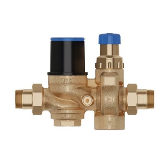 JUNIOR Sicherheitsgruppe
DN20, mit Verschraubungen R3/4"
DRV Werkseinstellung 4 bar
Sicherheitsv. Werkseinstell. 6 bar
Rotguss