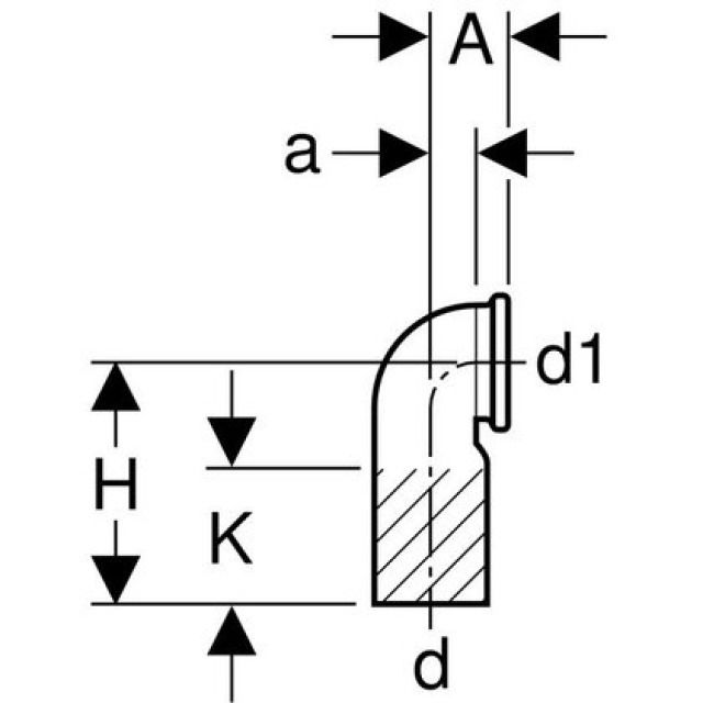 GEBERIT curva 90° corta
vaso WC sosp 366.925 d 90-90
