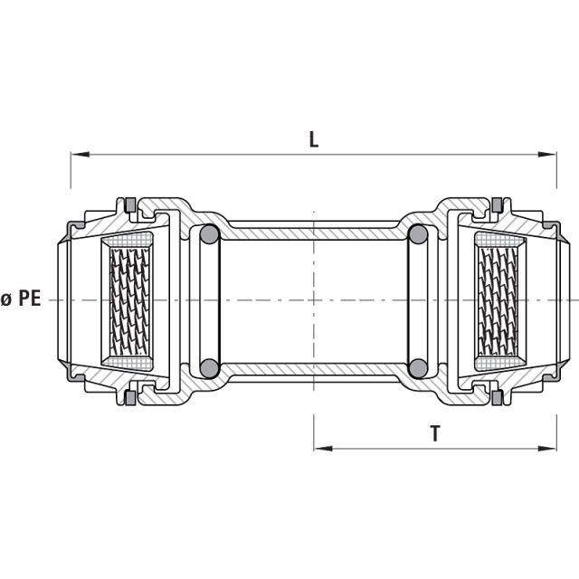 HAWLE raccordo bigiunto
scorrevole 6340
d PE 50