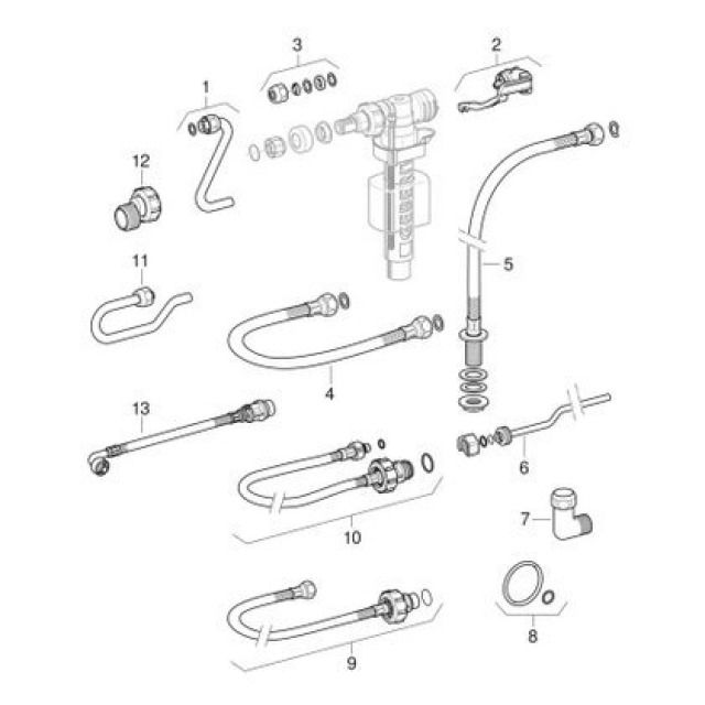 Set di guarnizioni tipo 380
per rubinetto di riempimento
Colori: senza colore