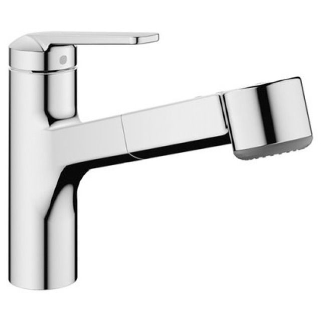 Miscelatore KWC Domo 6.0
A 225 mm, uscita girevole con
doccia estraibile, flessibile
tubo flessibile da 3/8"
Fissaggio con racc filettato