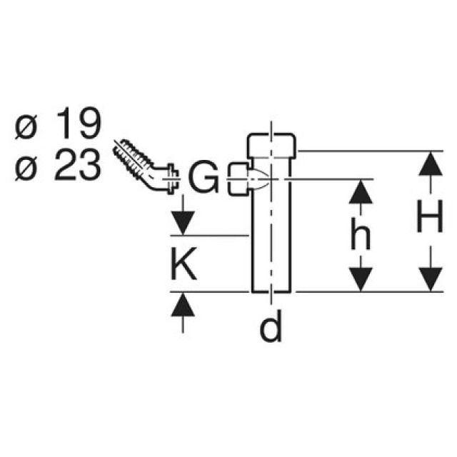 GEBERIT pezzo T per lavatrice
grigio 252.736
d 1" - 40"