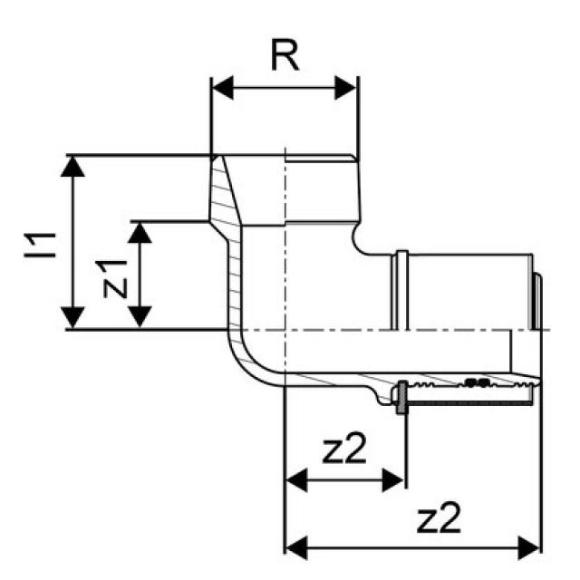 GF Uponor S-Press
Curva maschio 40-R1 1/4"MT