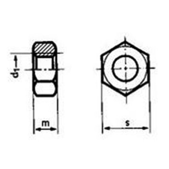 6-KT. MUTTER ROSTFREI V4A 0.8D
DIN 934                    M16