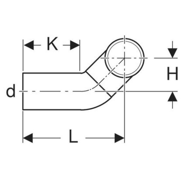 GEBERIT curva 90° destra
per vaso WC sospeso 366.914
d 90 - 90