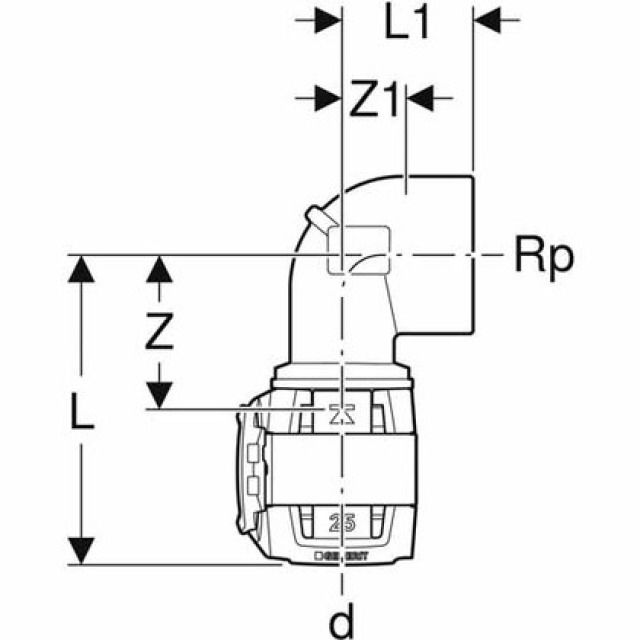 FLOWFIT CURVA PASSAGIO 90° FF
620.540   D=16  RP=1/2"