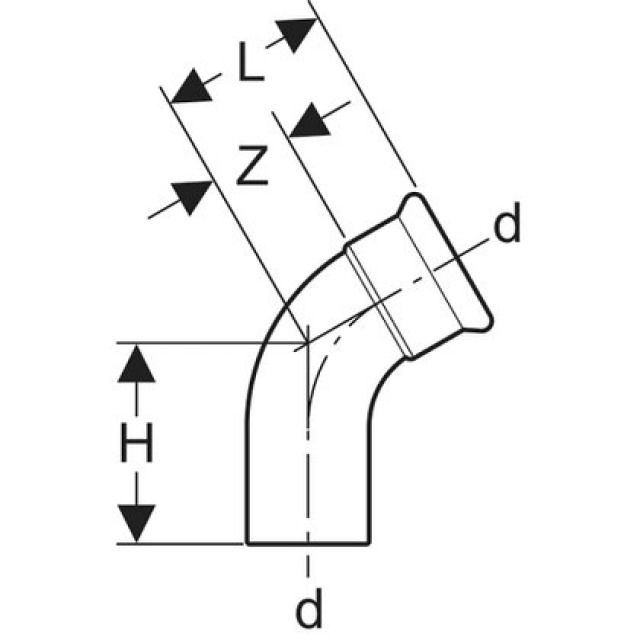 MPF-S curva 45°
codolo da innestare 32709
d 76