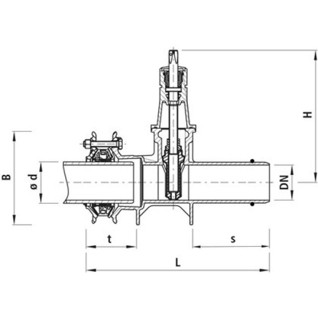 HAWLE Saracinesca c. manicotto
multiuso SYNOFLEX 4252
DN100 PN16 104-132MM