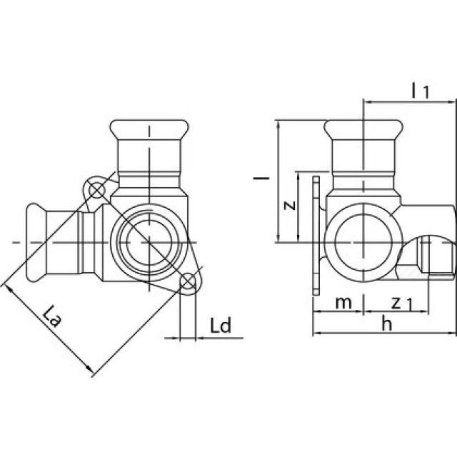 PROFITEC PRESSINOX - FIG. 76
GOMITO DI ALLACCIAMENTO 90°
CON 2 USCITE 1/2" - 15 MM