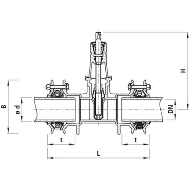 HAWLE Saracinesca c. manicotto
multiuso  SYNOFLEX 4212
DN100 PN16 104-132MM