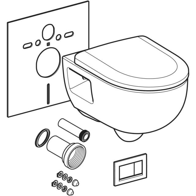 Set completo per sistema per WC
504.078 Renova con placca di
comando inclusa: WC sospeso
TurboFlush, forma semichiusa
con sedile del WC, set di
allacciamento con fissaggi inclusi - con set antiacustico, con placca di
comando Sigma20 angolare, bianco