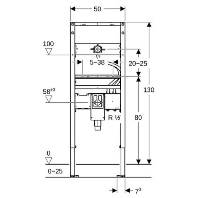 Waschtischelement Geberit
Duofix, Montagerahmen
Breite 50 cm, Höhe 130 cm
Füsse verstellbar
für Wandmischer Piave
und Brenta - mit Einbausifon
mit Unterputzfunktionsbox
ohne Abdeckplatte