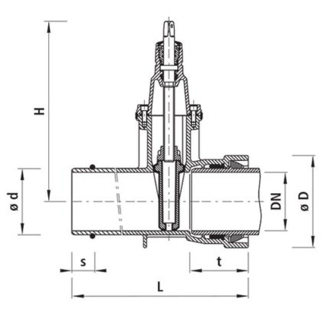 HAWLE SPITZ/MUFFENSCHIEBER BLS
4029 DN125 FÜR SCHRAUBMUFFE