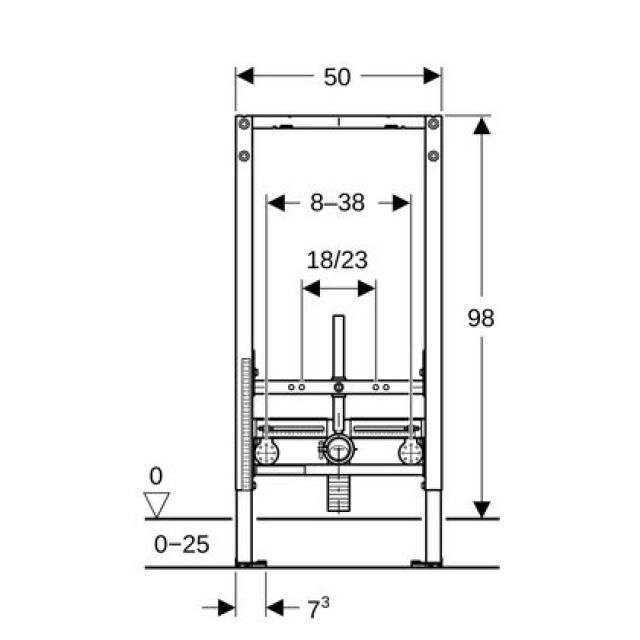 Wandbidetelement Geberit
Duofix, Montagerahmen
Breite 50 cm, Höhe 98 cm
mit Anschlusswinkel
Füsse und Armaturenplatte
verstellbar