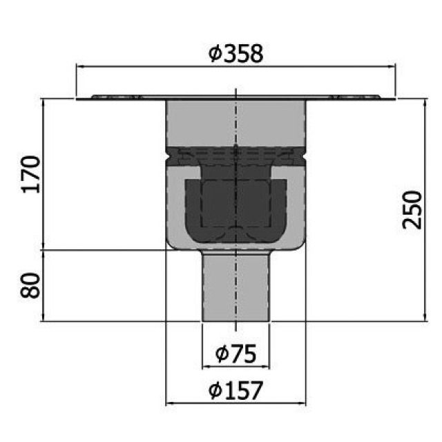 ACO BODENAB. SENKR. MEHRT INOX
416396 MIT KLEBEFLANSCH DN 70
