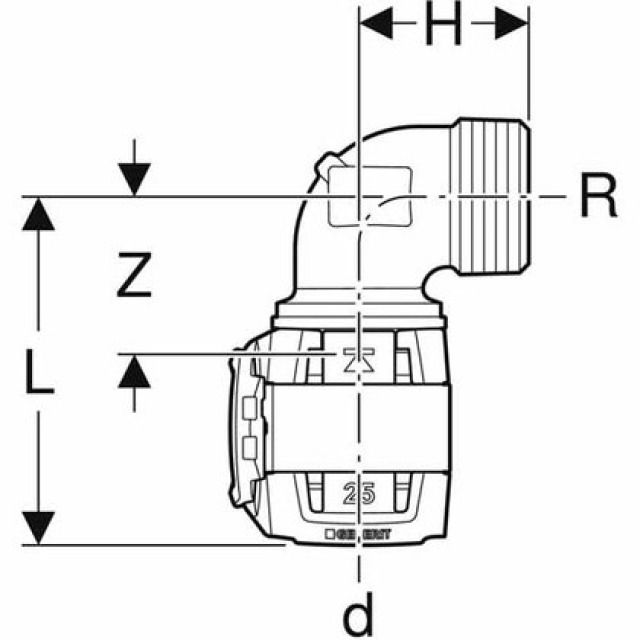 FLOWFIT CURVA PASSAGIO 90° FM
LUNGA, 620.522 D=16MM R=1/2"