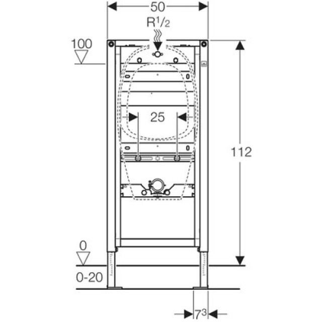 DUOFIX elemento per orinatoio
comando di risciacquo 111.629
standard 1/2" tipo 112"
