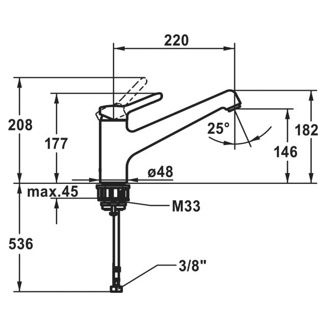 KWC Spültischmischer Wamas 2.0
A 220 mm, Schwenkauslauf 160°
Anschlussschläuche 3/8"
chromeline