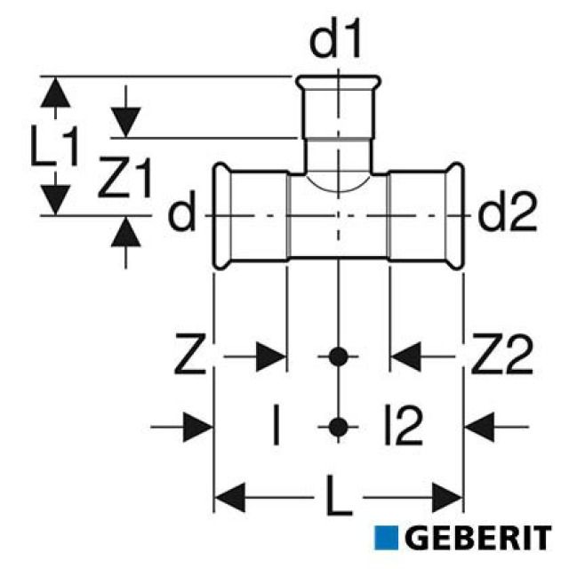 Geberit Mapress Therm
Tee ridotta
d=42, d1=28, d2=42
