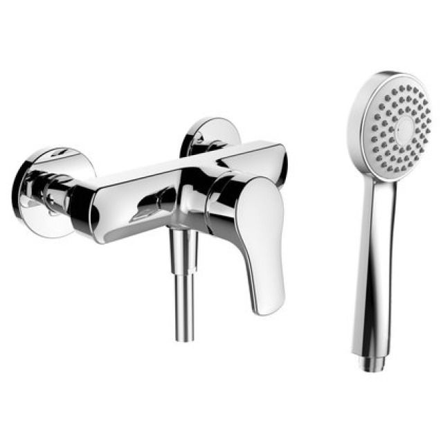 Miscelatore da doccia CITYPRO
D 153 mm, raccordi d'arresto
1/2" x 1/2", tubo da doccia
Simiflex, doccia AquaJet
gruppo acustico I
Colori: chromeline