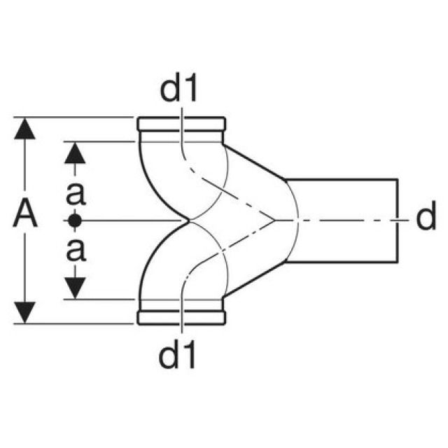 GEBERIT curva 180° doppia
per vaso WC sospeso 367.485
d 90 - 110