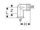 Gomito misto 90° Mapress acciaio-C con filetto maschio