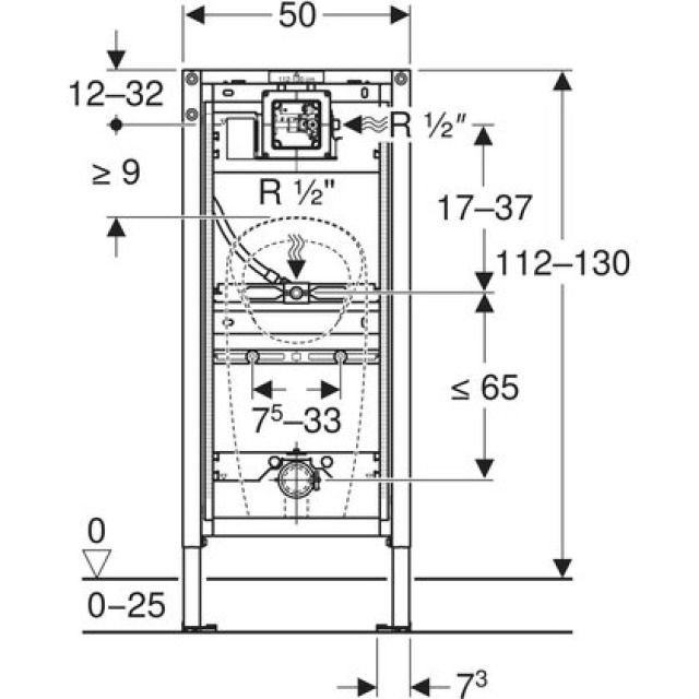 Elemento per orinatoio Geberit Duofix
112-130 cm, universale
per testa spartiacqua irrigatore