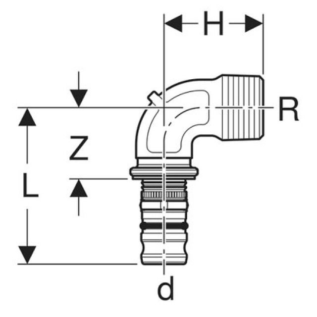 MEPLA curva 90°filetto maschio
bronzo 605.255   d 40 - 1"1/4"