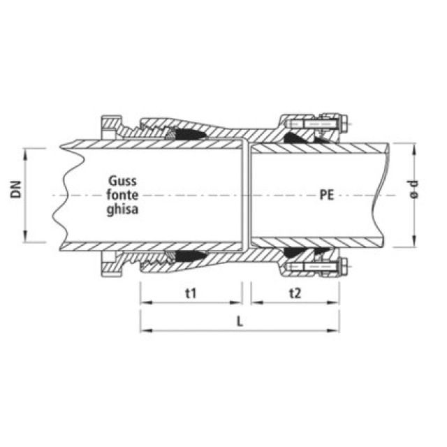 HAWLE VERBINDER GUSS SRM / PE
7230        DN 150      200 MM