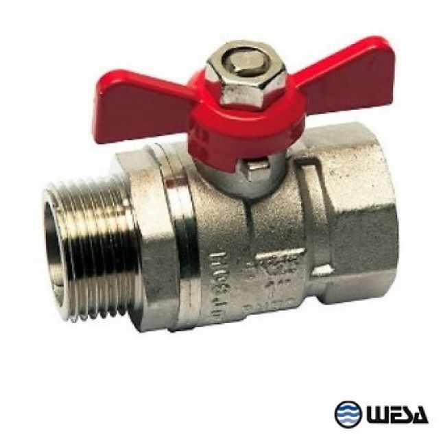 Wesa Kugelhahn Messing
5/4" IG-AG mit Flügelgriff