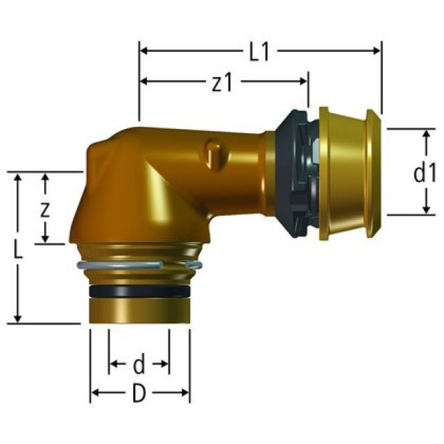 Collegamento a innesto gomito
RN d20, Optiflex-Flowpress
per distrib. Optiflex 84256.22