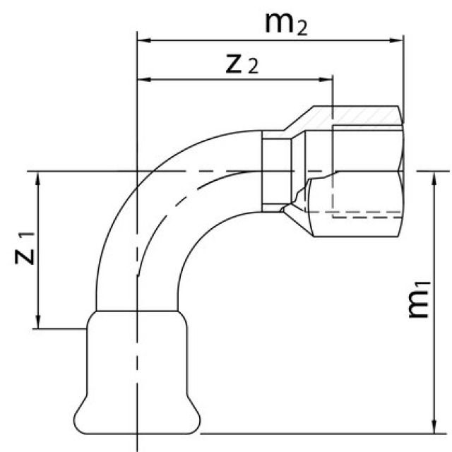 PROFITEC PRESSINOX - FIG. 34
CURVA 90° CON FILETTATURA F
1/2" - 18 MM