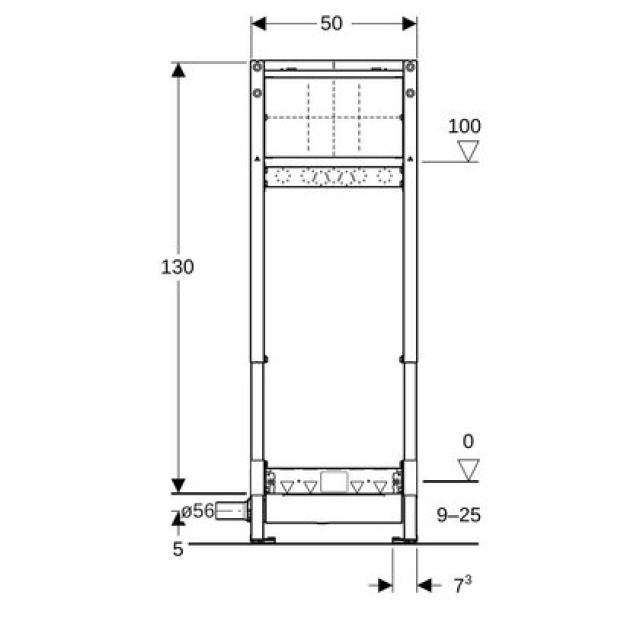 Wandablaufelement Geberit
Duofix für bodenebene Duschen
UP-Armaturen
Breite 50 cm, Höhe 130 cm
für Unterlagsbodenhöhe
am Einlauf 90-200 mm - höhenverstellbar, Fussstützen
Montagerahmen, Armaturenplatte
Abgangsstutzen Ø56 mm
ohne fertigbauset