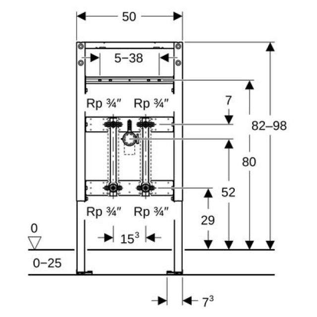 DUOFIX elemento per lavabo
111.575  JRG rub.monof.
tipo 82-98 - LegioStop, Schallschutz,
Ablaufrohrschelle
Höhe 82-89cm, Breite 50cm